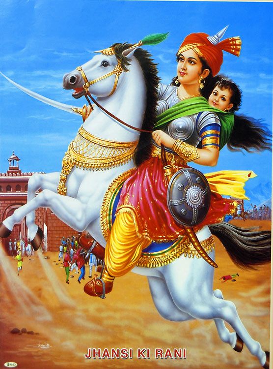 Rani Lakshmibai fearlessly riding into battle — a reminder that “women can’t drive” is a false and limiting mindset.